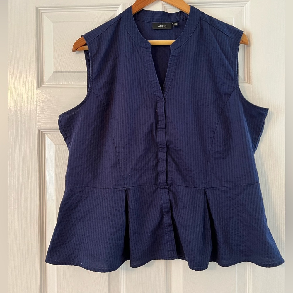 Apt 9 Navy Blue Sleeveless Peplum Style Blouse Size XL